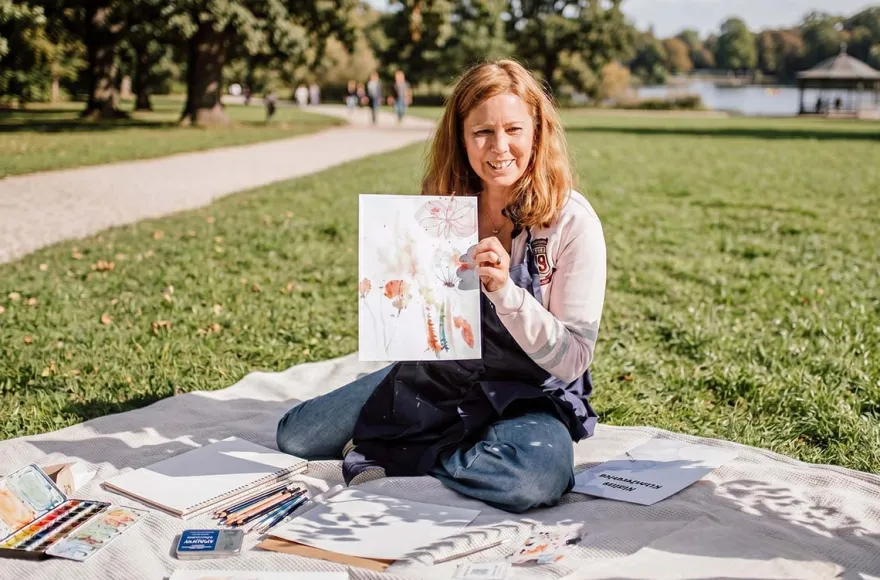 Aquarell malen im Park