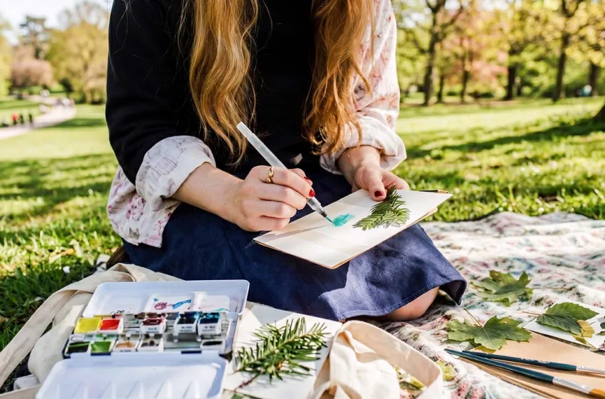 Aquarell malen im Park