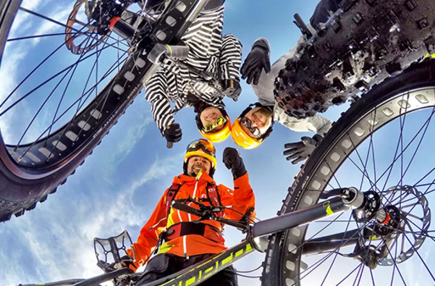 Fatbike-Downhill auf Schnee am Hochwurzen