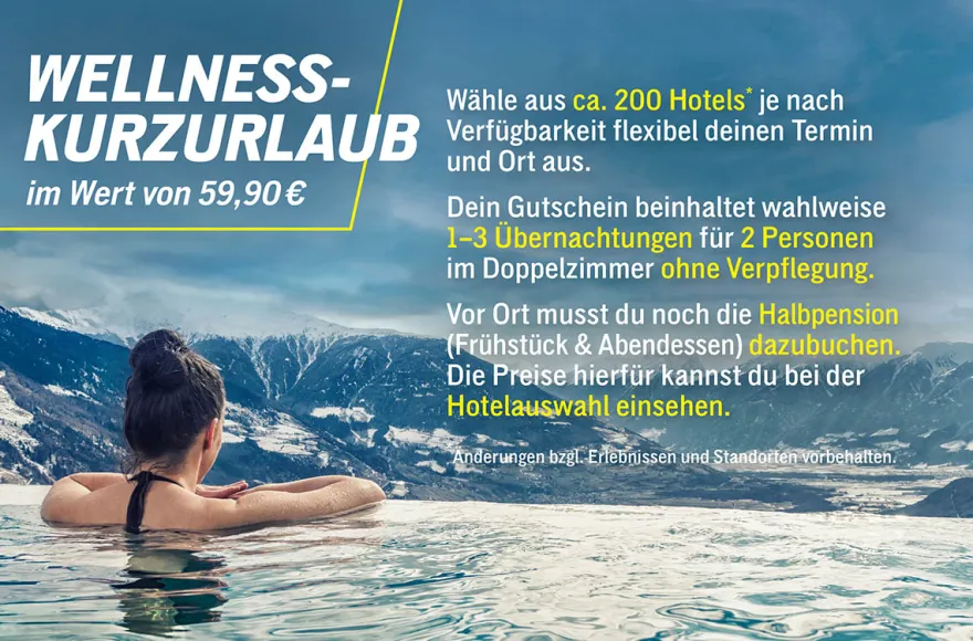 Wellness Kurzurlaub für 2 (3 Nächte)