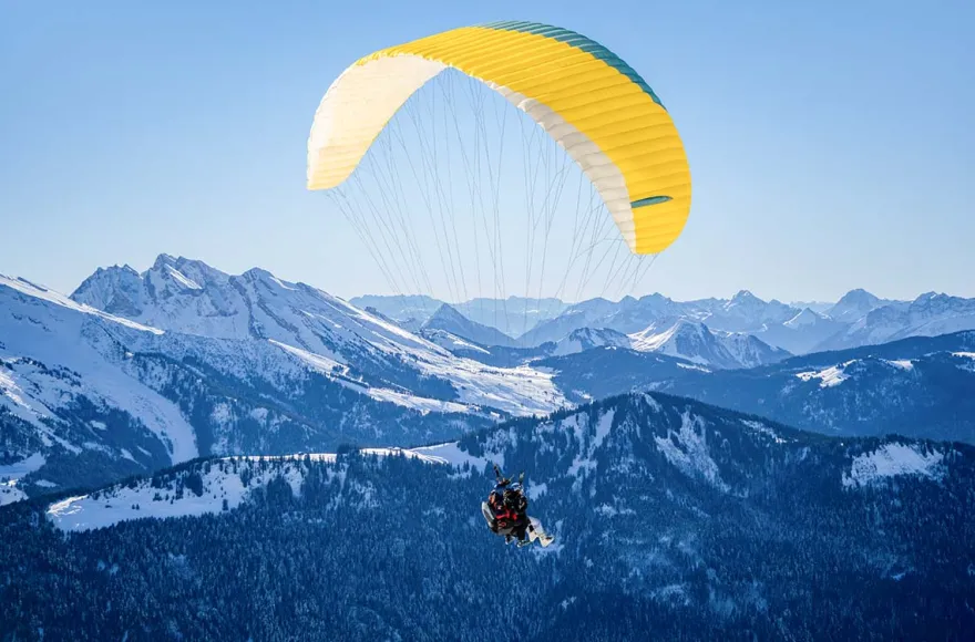 Winter Gleitschirm Tandemflug Maurach