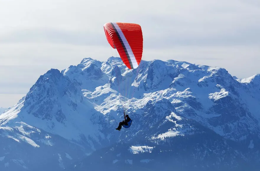 Winter Gleitschirm Tandemflug Maurach