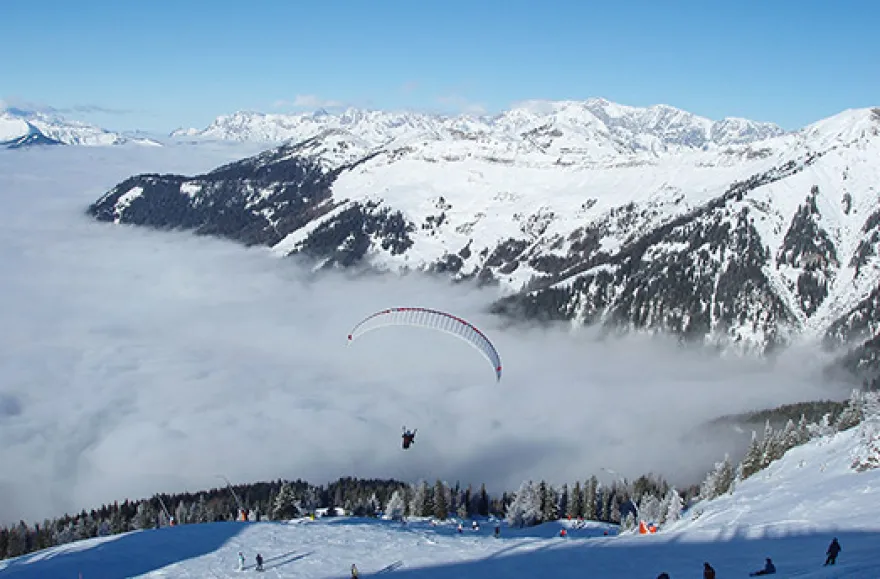 Winter Gleitschirm Tandemflug in Österreich